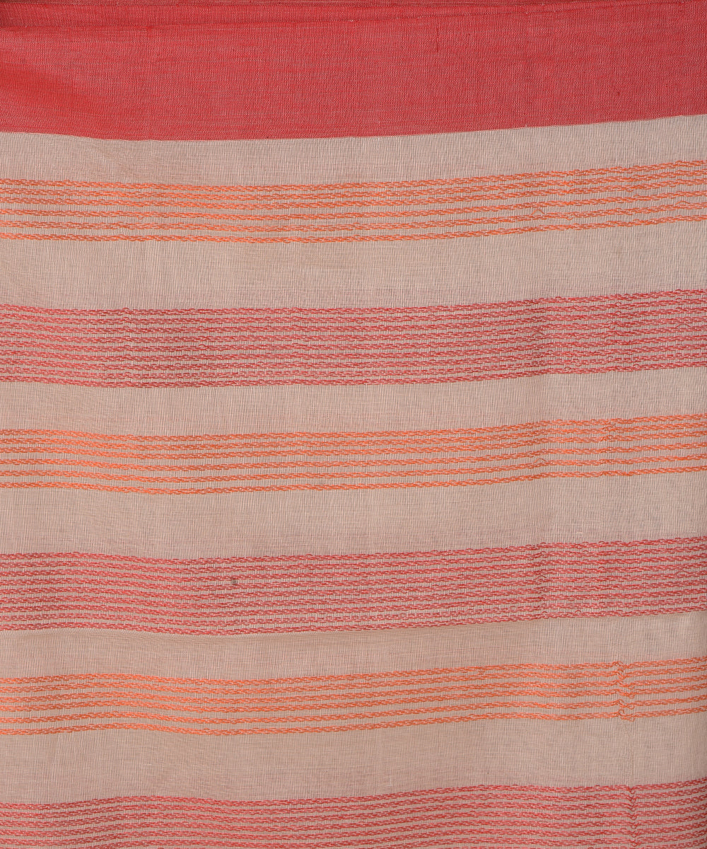 Orange handwoven jamdani cotton saree