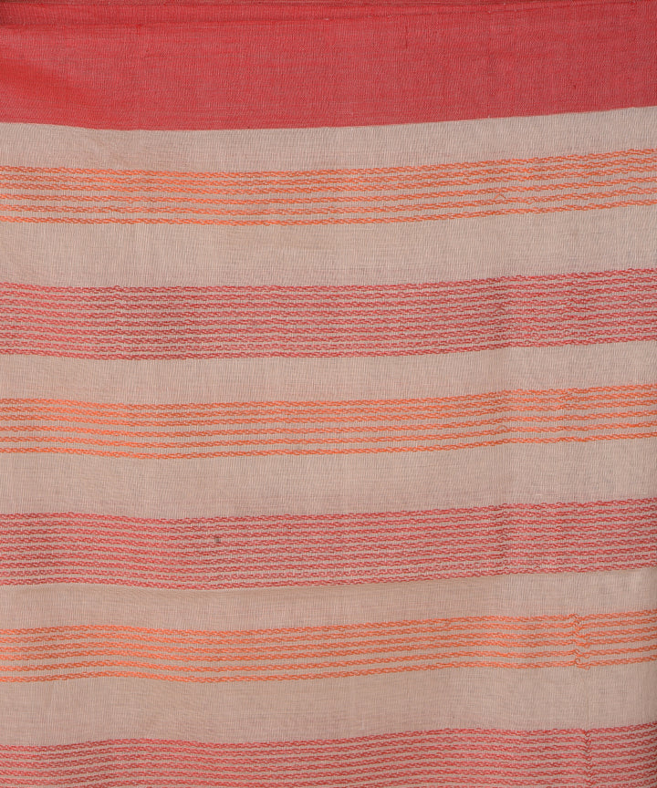 Orange handwoven jamdani cotton saree