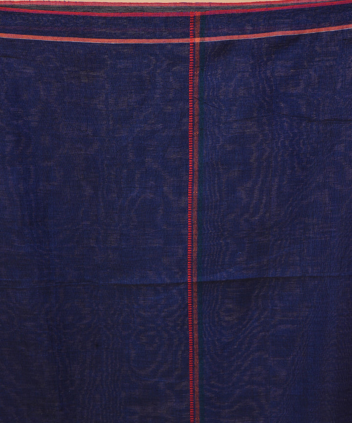 Navy blue cotton handwoven jamdani saree