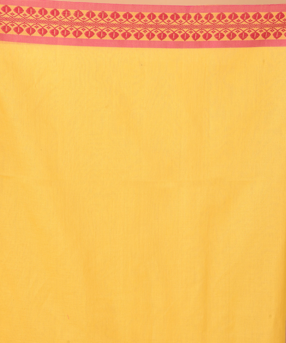 Mustard cotton handwoven jamdani saree
