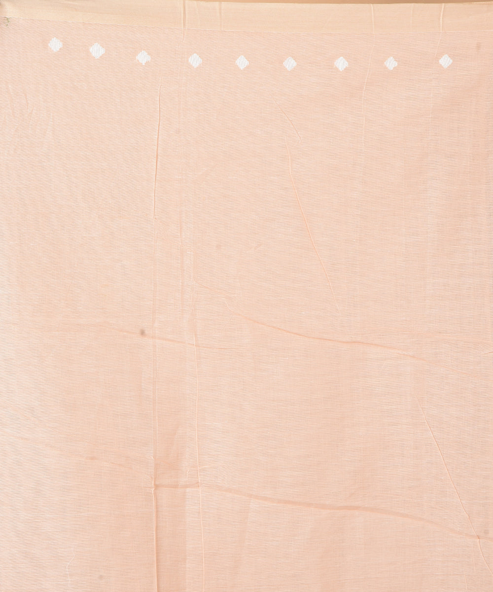 Peach cotton handwoven jamdani saree