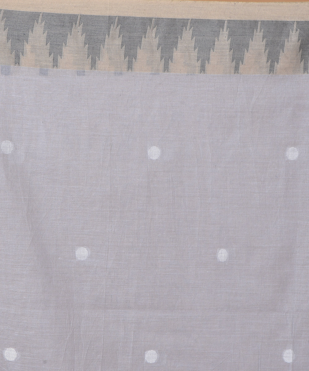 Yellow green cotton handwoven jamdani saree