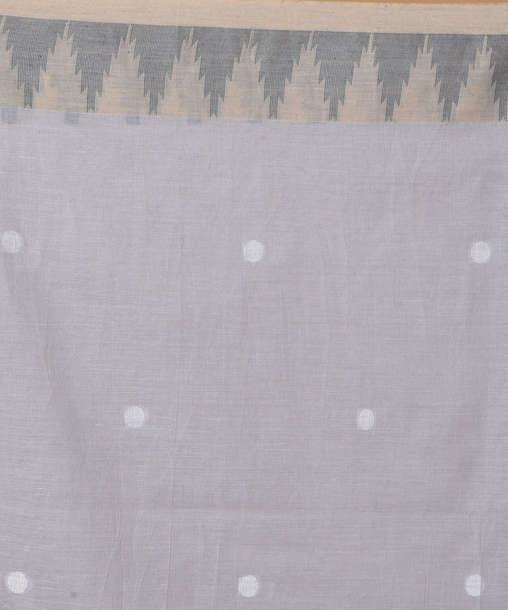 Yellow green cotton handwoven jamdani saree