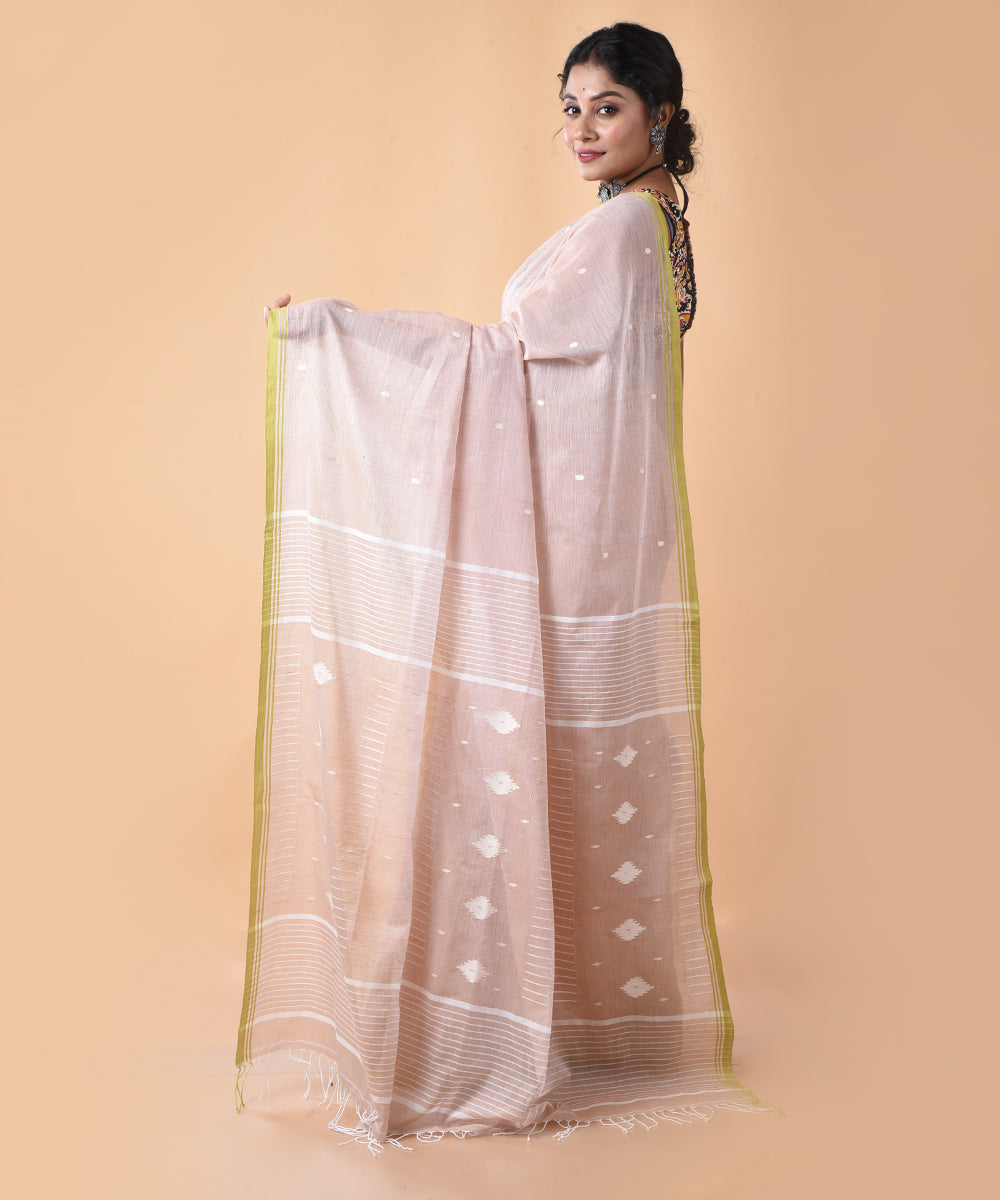 Lavender cotton handwoven jamdani saree