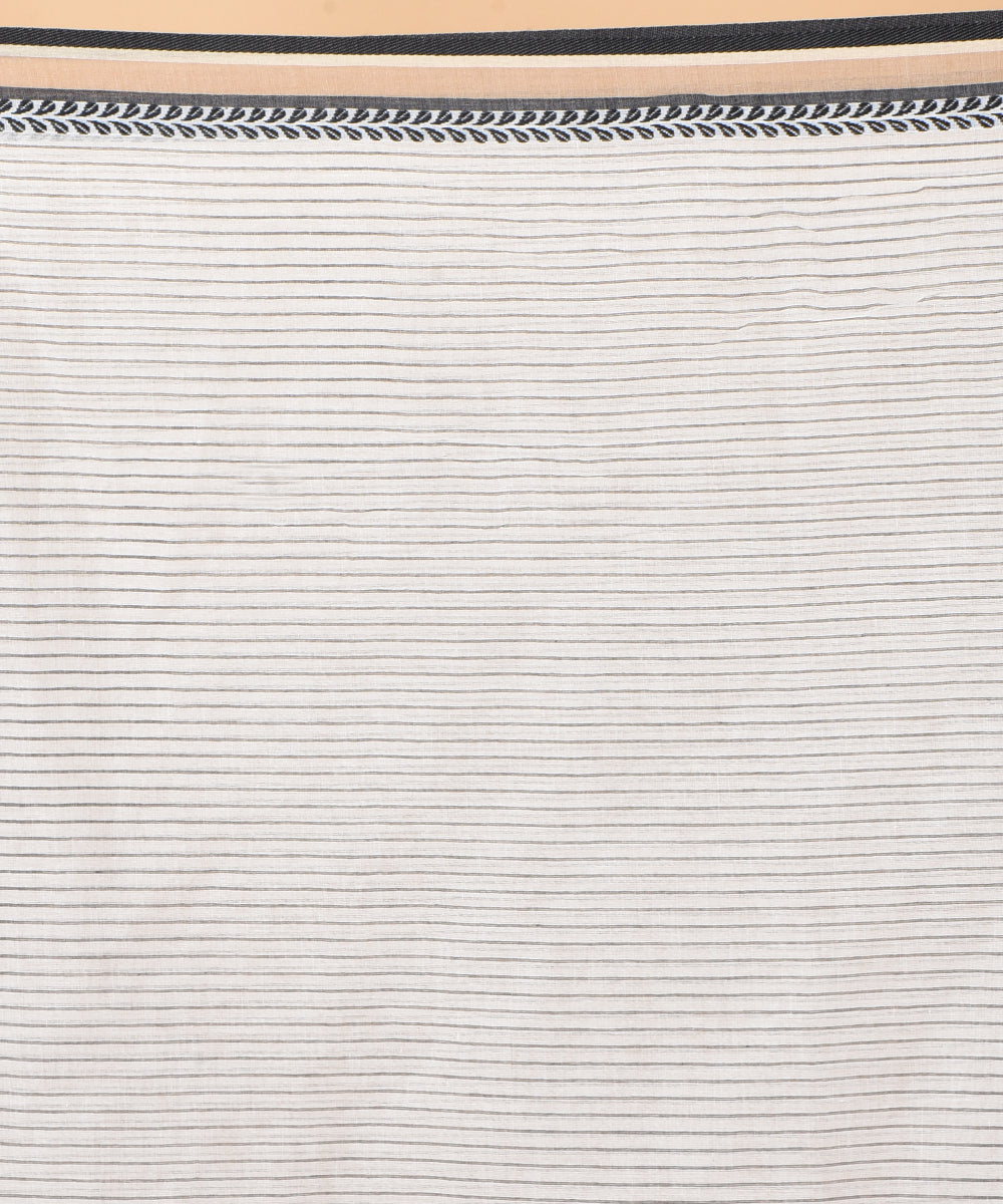 Grey black cotton handwoven jamdani saree