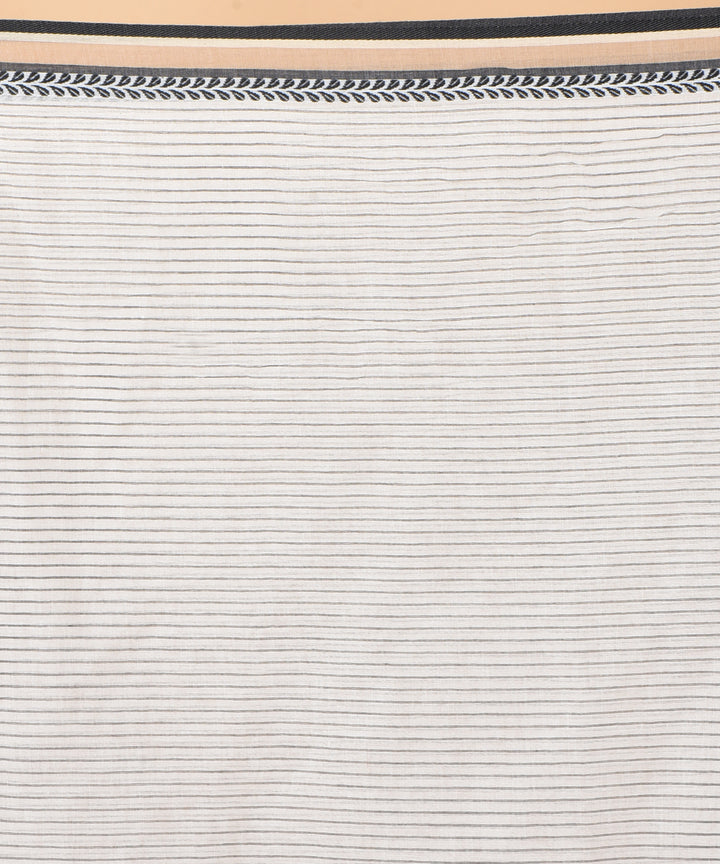 Grey black cotton handwoven jamdani saree