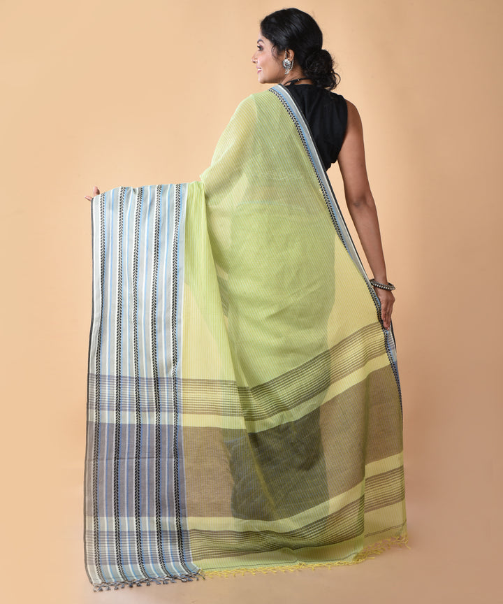 Sea green cotton handwoven jamdani saree