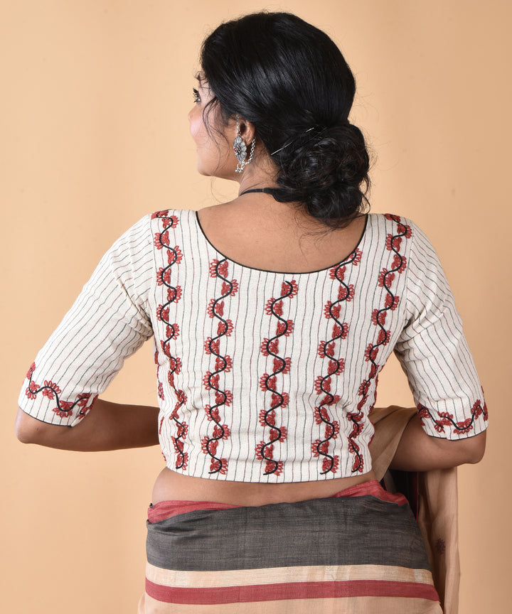 White organic kotpad hand embroidered blouse