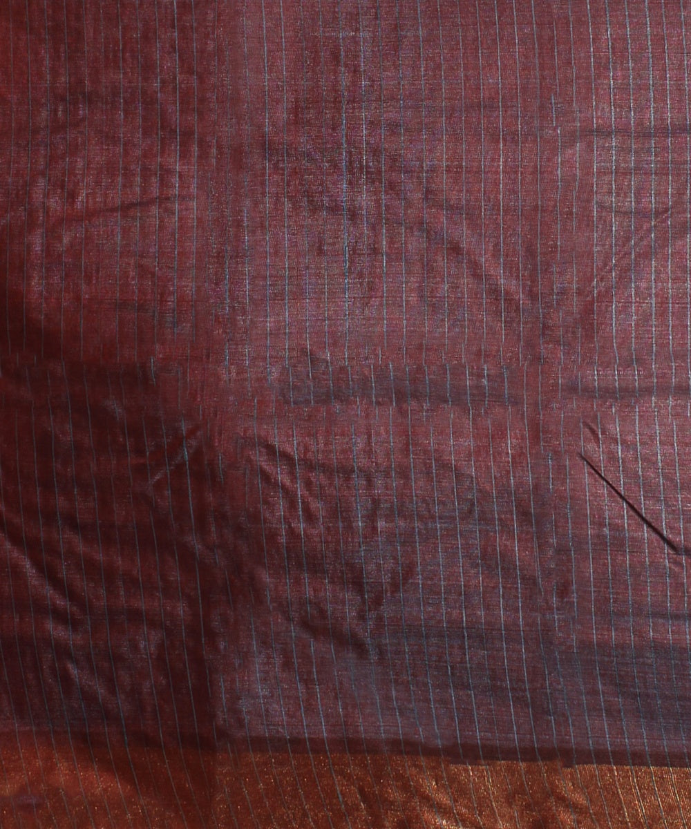 Turquoise maroon tussar silk handwoven chattisgarh saree