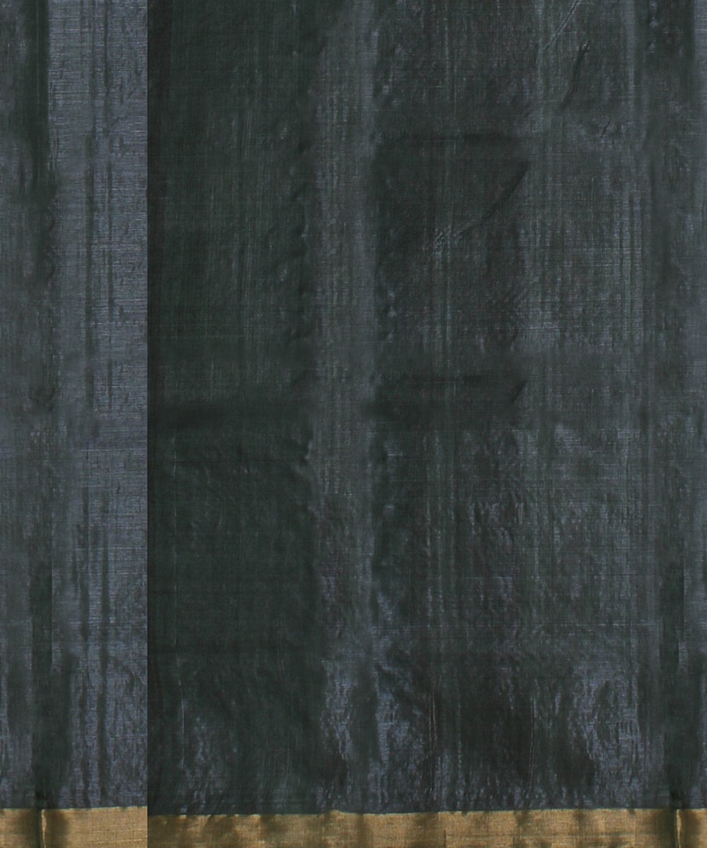 Forest green gold zari tussar silk handwoven chattisgarh saree