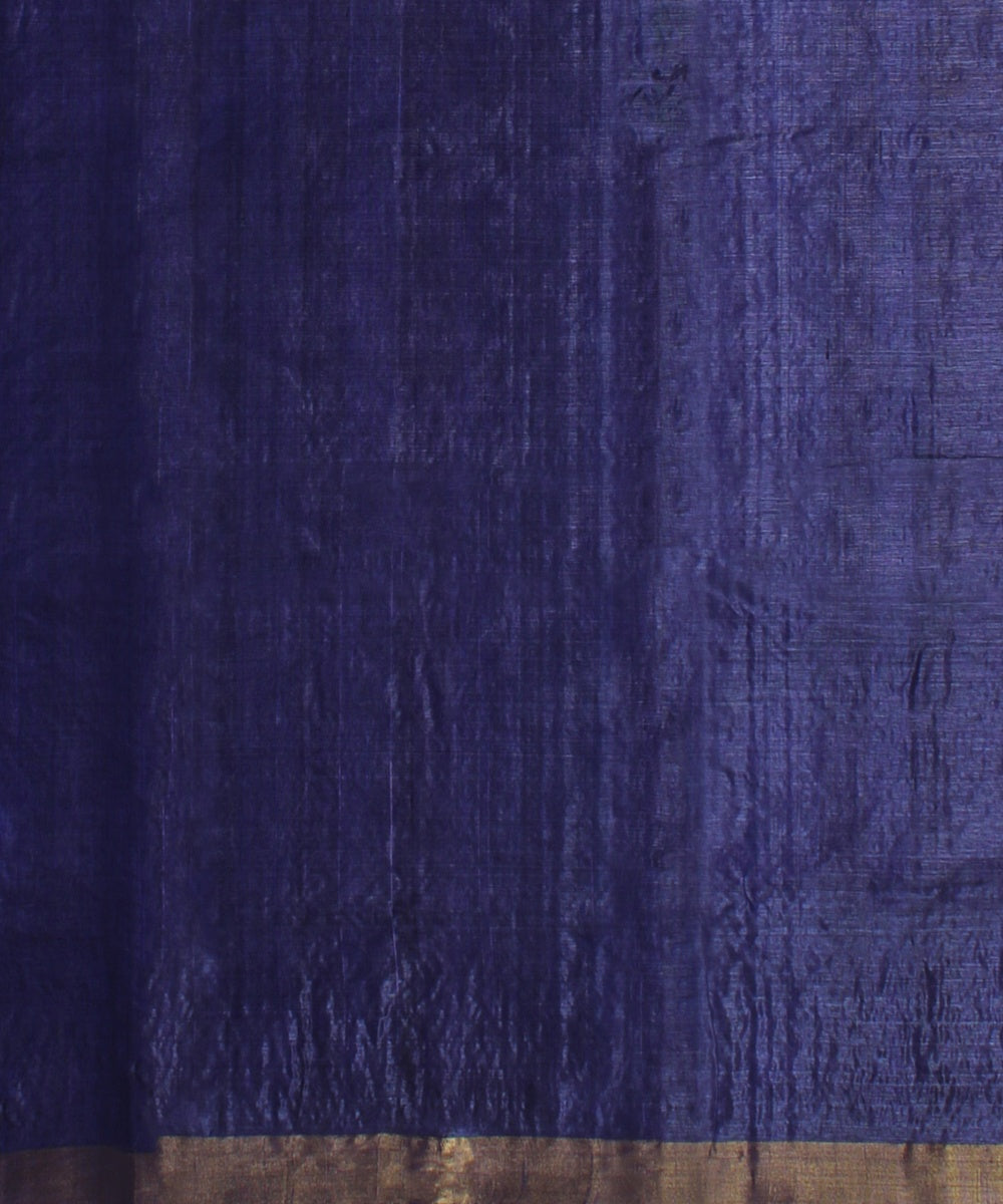 Navy blue gold zari tussar silk handwoven chattisgarh saree
