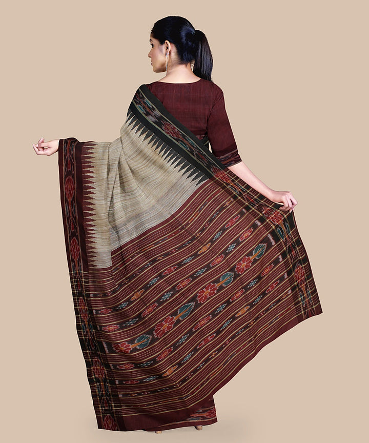 Off white maroon tussar silk handwoven chattisgarh saree