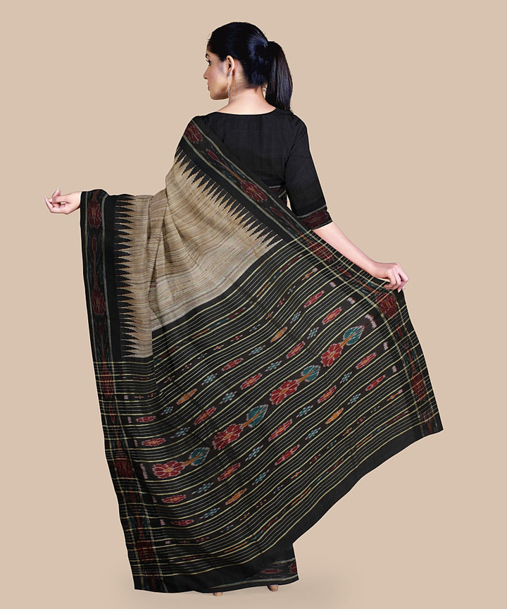Offwhite black tussar silk handwoven chattisgarh saree
