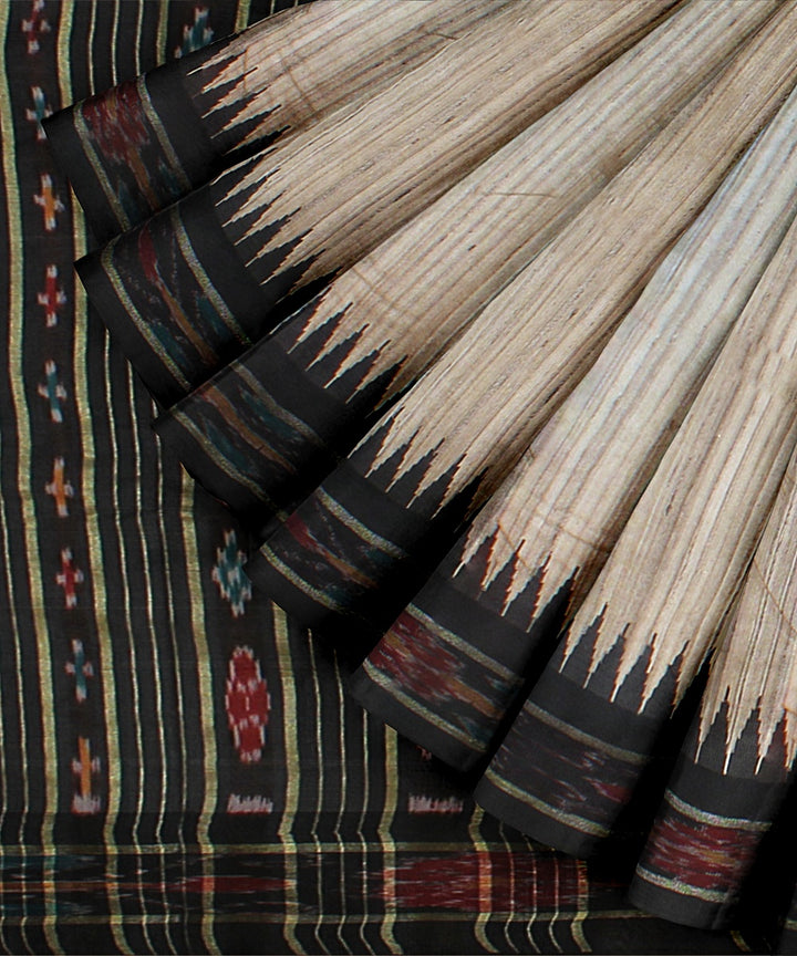 Off white black red tussar silk handwoven chattisgarh saree