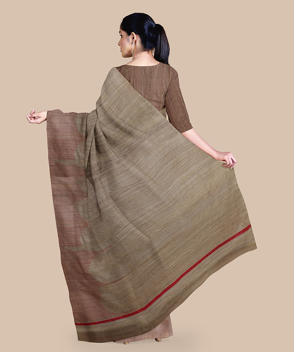 Cream tussar silk handwoven chattisgarh saree