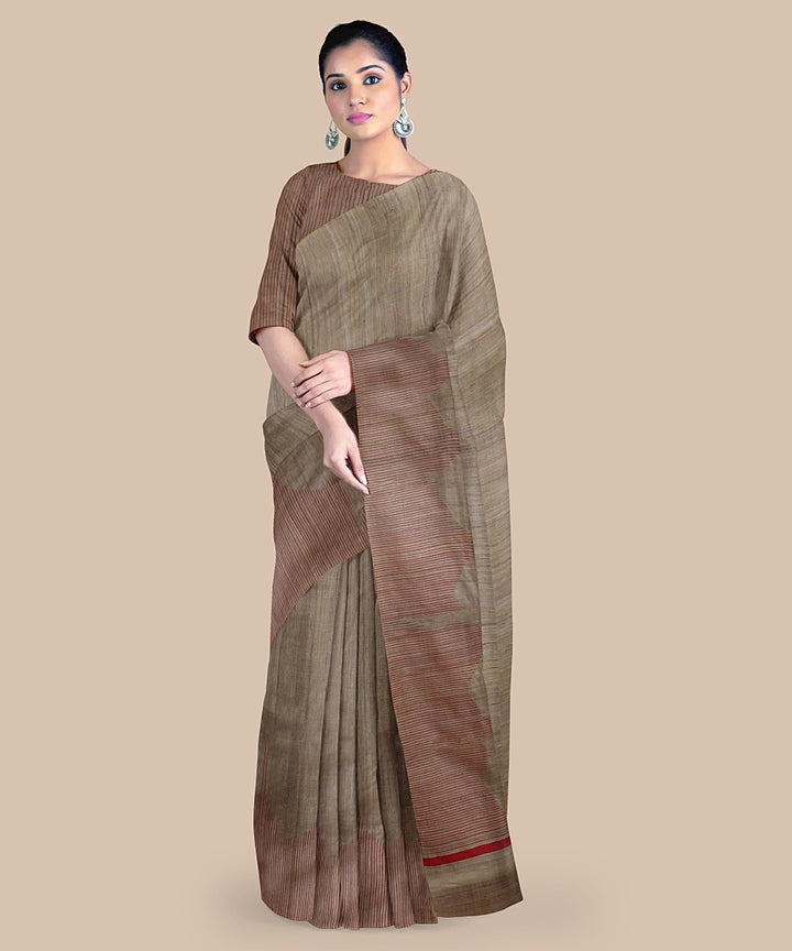 Cream tussar silk handwoven chattisgarh saree