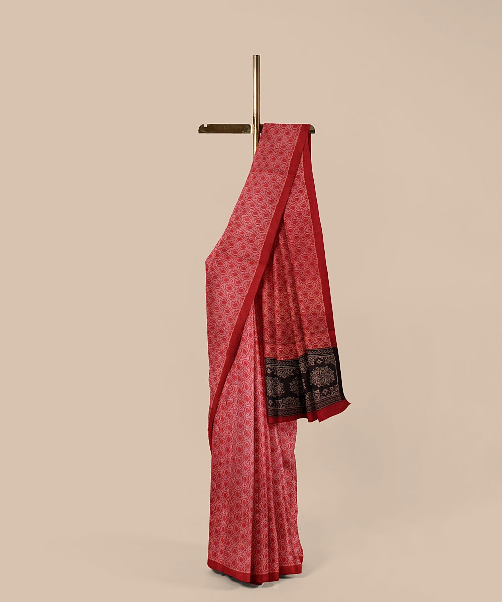 Red allover tussar silk handwoven chattisgarh saree