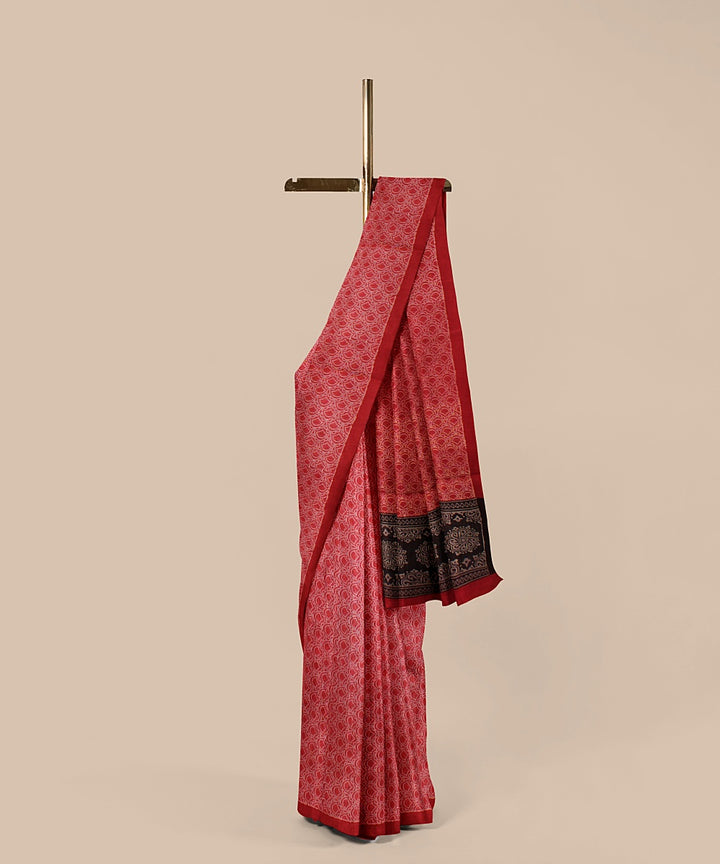 Red allover tussar silk handwoven chattisgarh saree