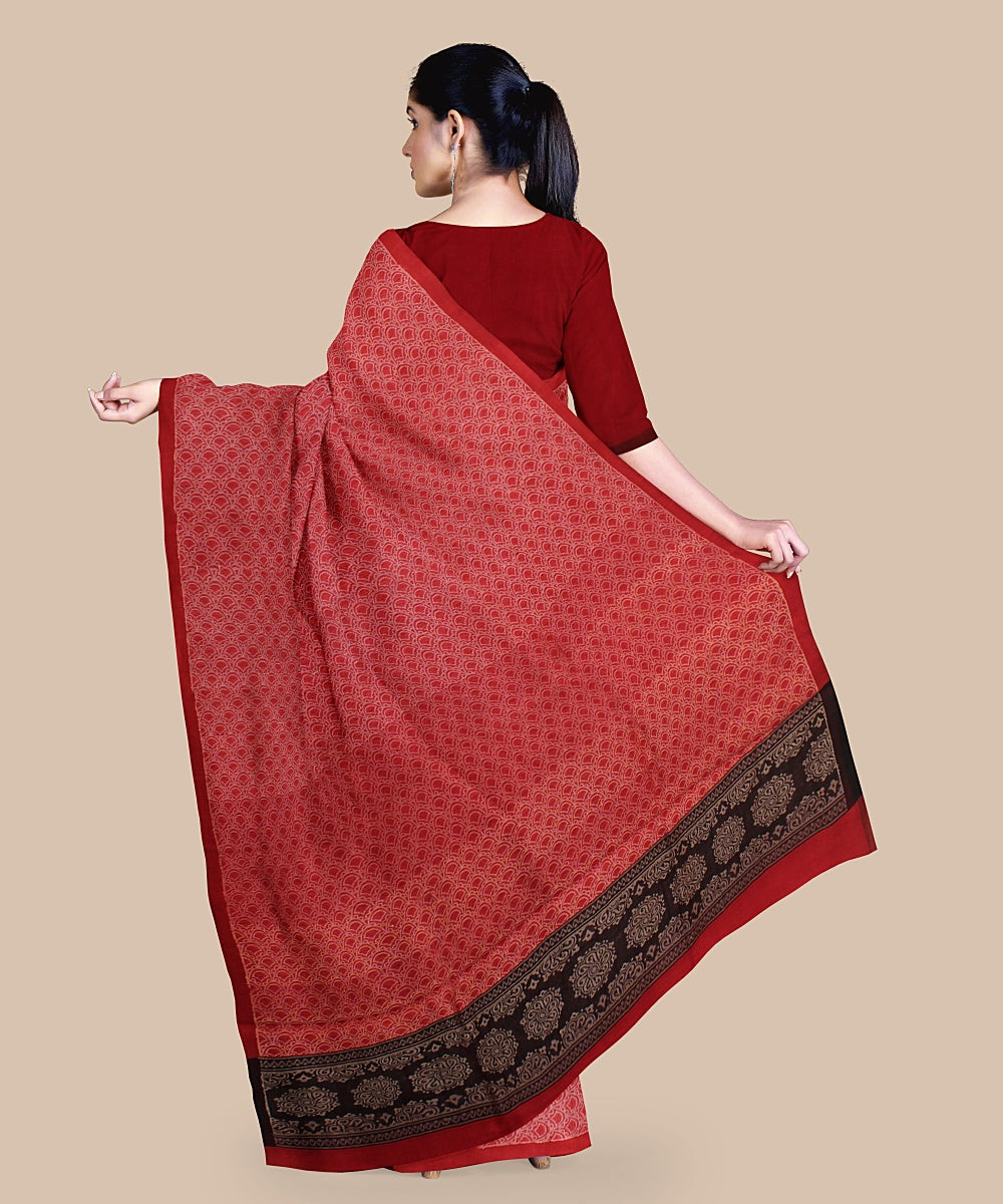 Red allover tussar silk handwoven chattisgarh saree