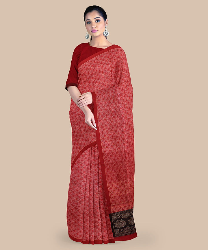 Red allover tussar silk handwoven chattisgarh saree