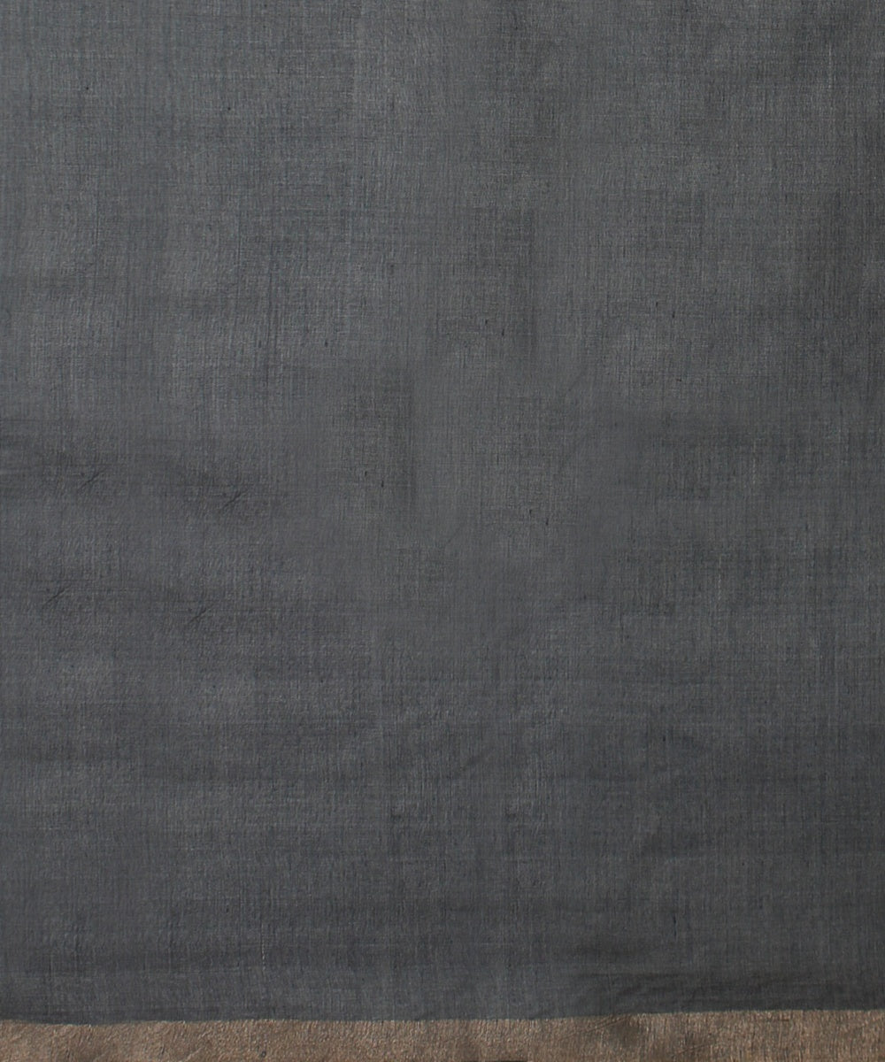 Grey silver zari tussar silk handwoven chattisgarh saree