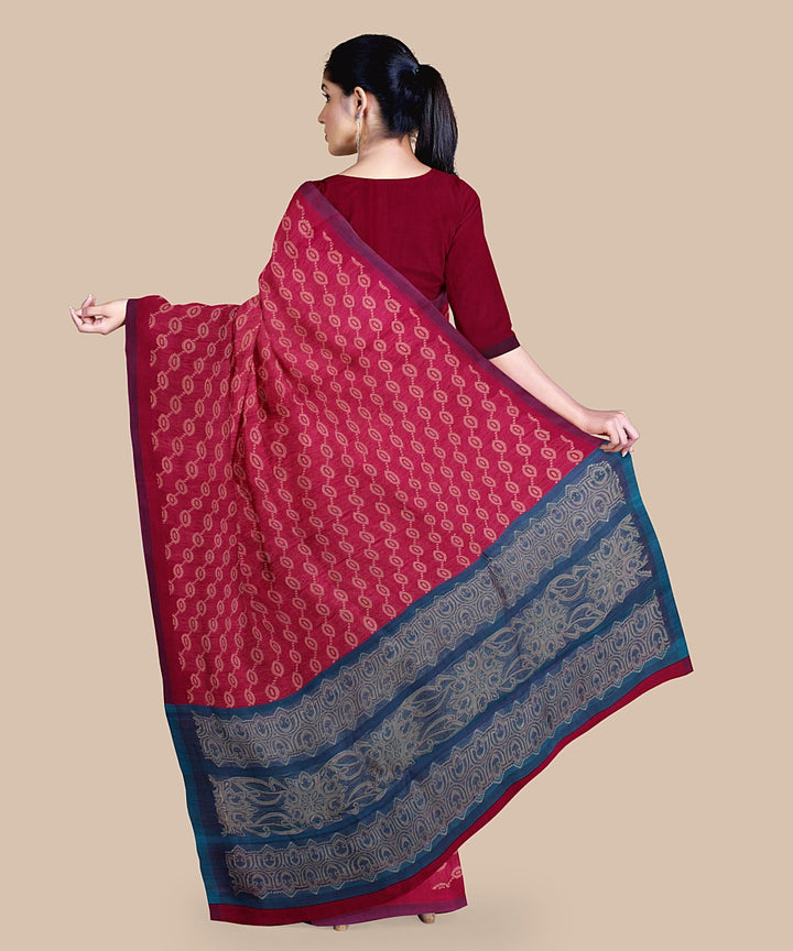 Pink blue chattisgarh tussar silk handwoven saree