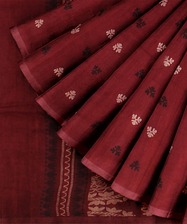 Maroon beige black tussar silk handwoven chattisgarh saree