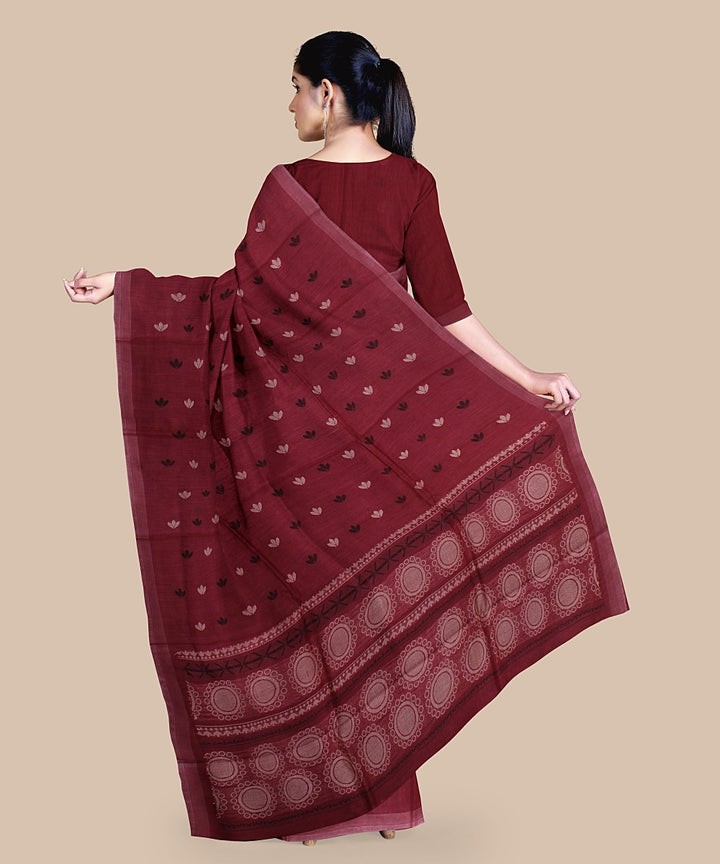 Maroon beige tussar silk handwoven chattisgarh saree