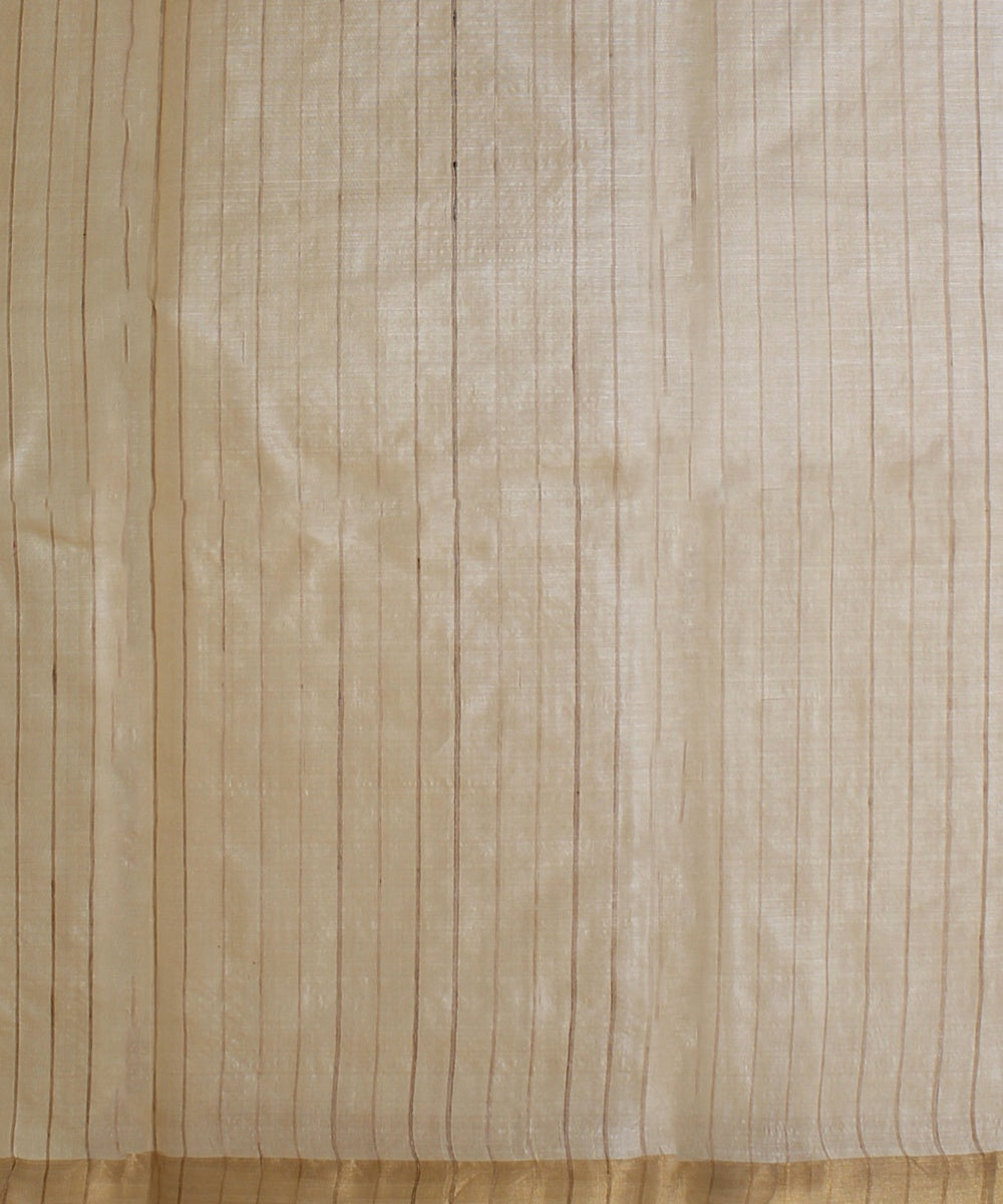 Beige striped tussar silk handwoven chattisgarh saree