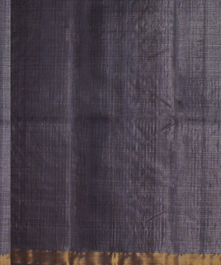 Blueish grey gold zari tussar silk handwoven chattisgarh saree