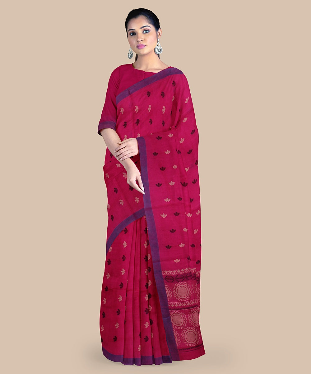 Pink blue tussar silk handwoven chattisgarh saree