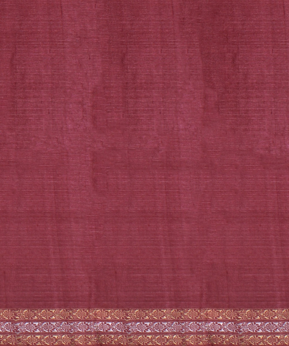 Maroon zari tussar silk handwoven chattisgarh saree
