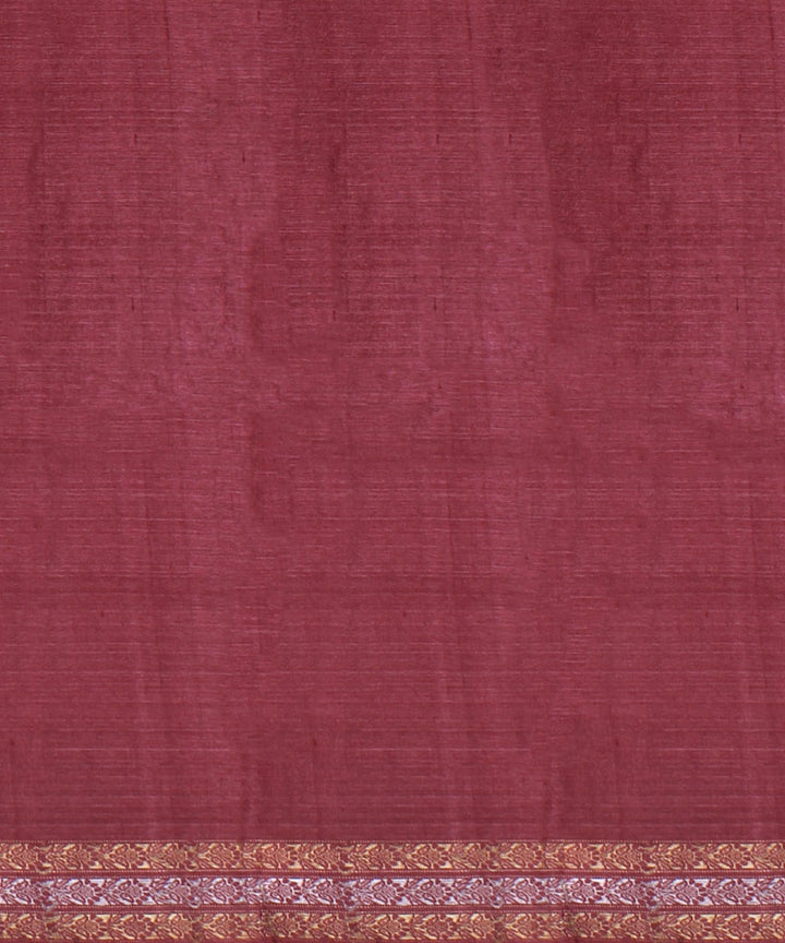 Maroon zari tussar silk handwoven chattisgarh saree