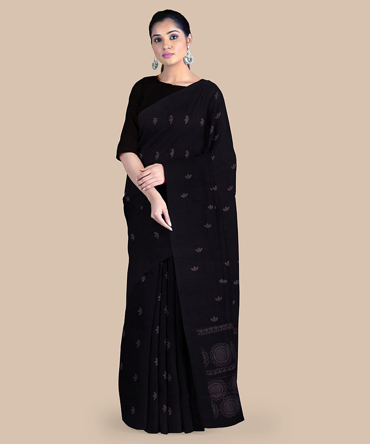 Coffee black tussar silk handwoven chattisgarh saree