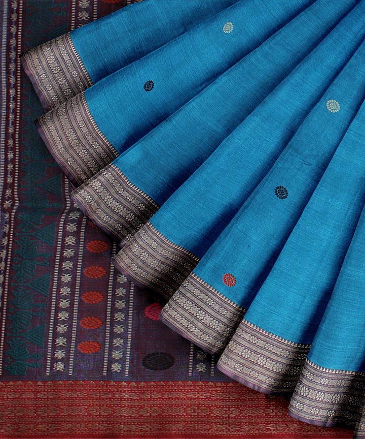 Sky blue dolabedi tussar silk handwoven chattisgarh saree