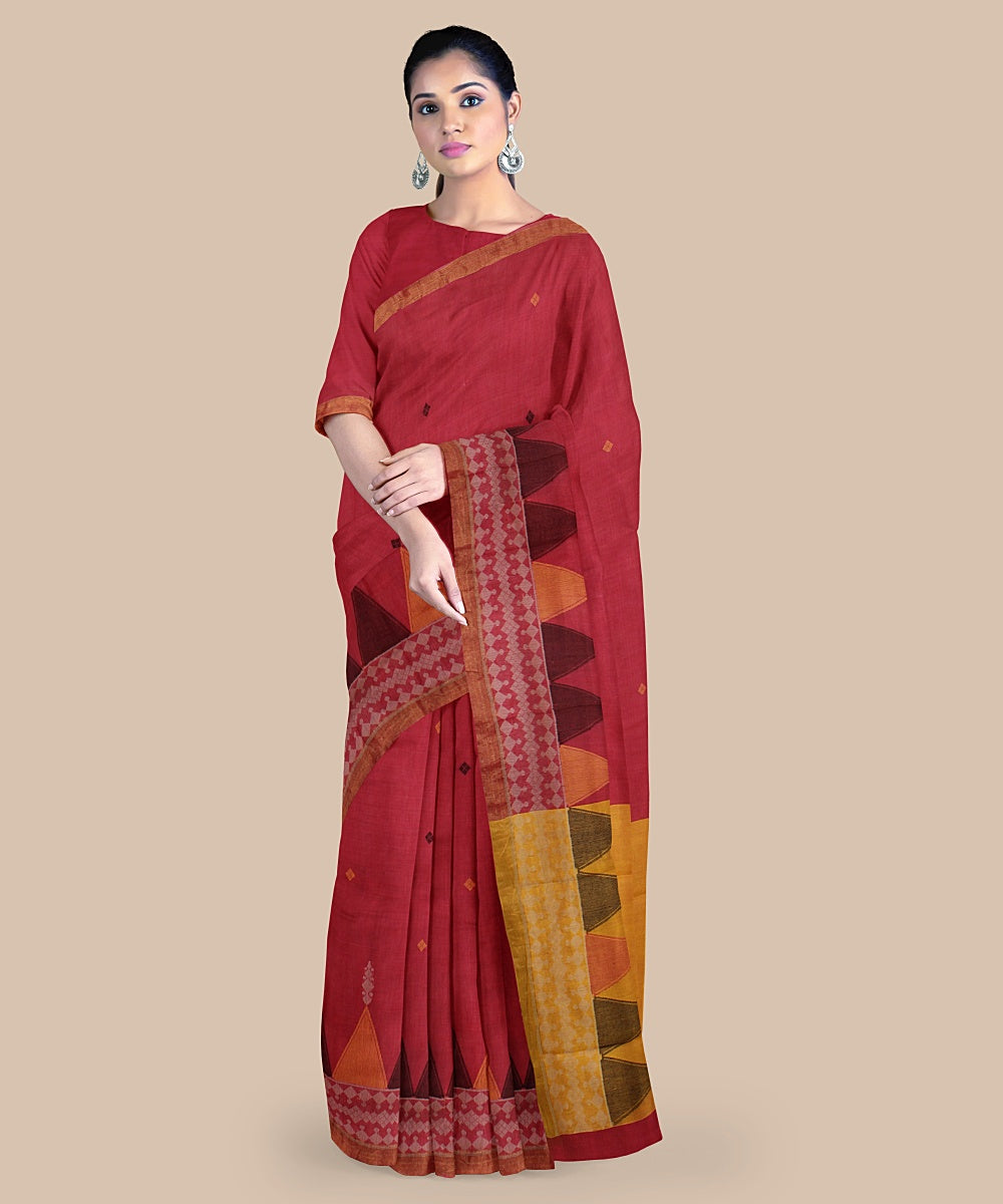 Pink yellow tussar silk handwoven chattisgarh saree