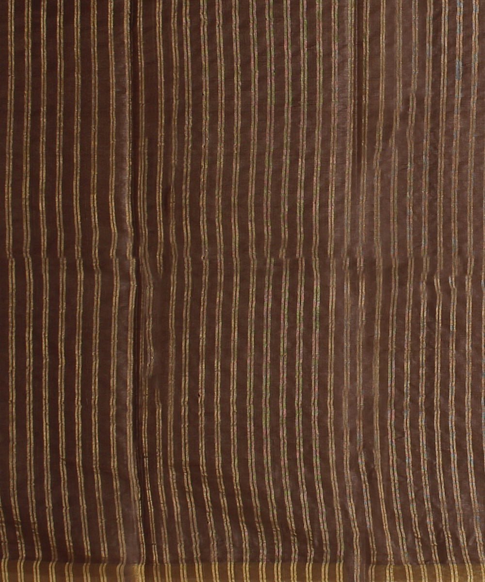 Brown gold zari chattisgarh tussar silk handwoven saree