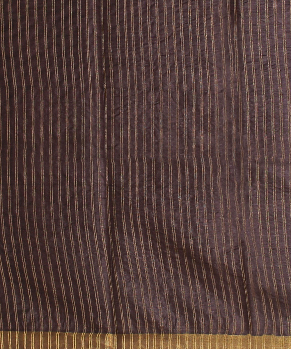 Coffee grey gold zari tussar silk handwoven chattisgarh saree