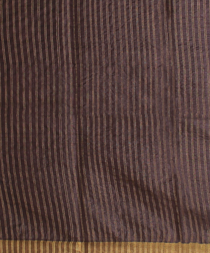 Coffee grey gold zari tussar silk handwoven chattisgarh saree