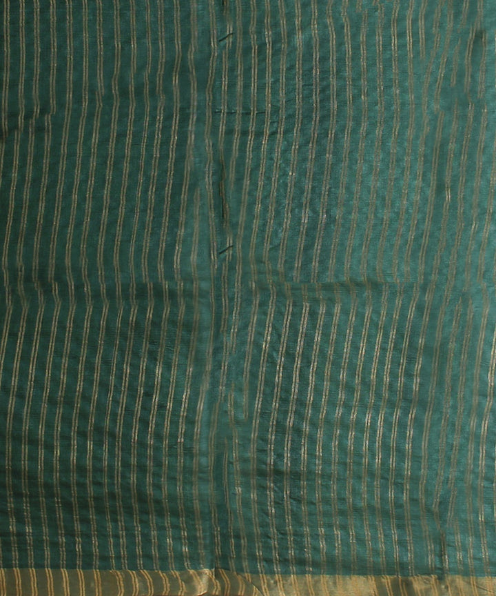 Dark green gold zari tussar silk handwoven chattisgarh saree