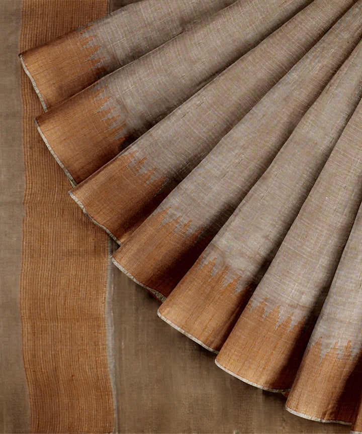 Cream orange tussar silk handwoven chattisgarh saree