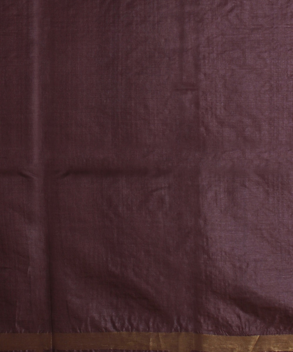 Chocolate brown gold zari tussar silk handwoven chattisgarh saree