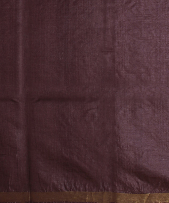 Chocolate brown gold zari tussar silk handwoven chattisgarh saree