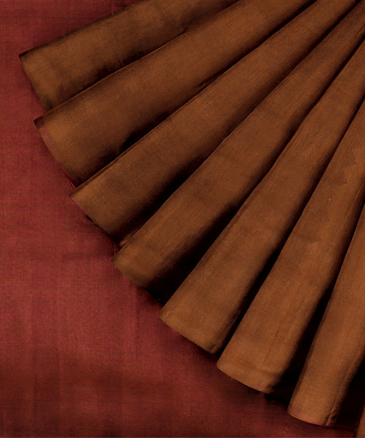Brown pink tussar silk handwoven chattisgarh saree