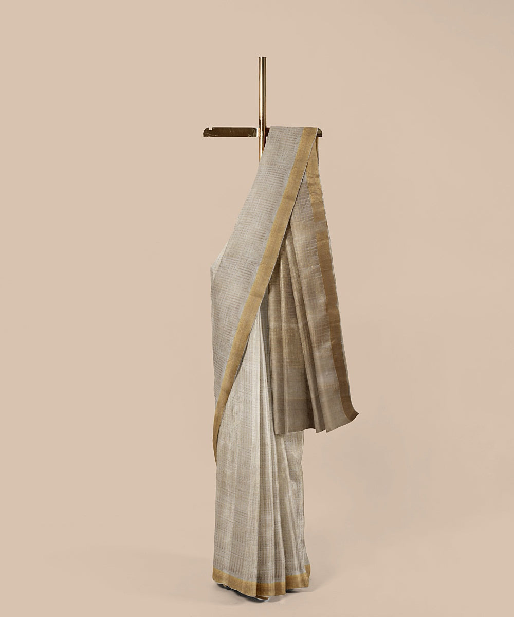 Off white gold zari tussar silk handwoven chattisgarh saree