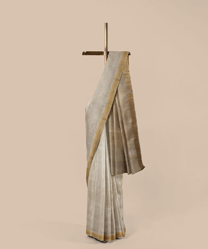 Off white gold zari tussar silk handwoven chattisgarh saree