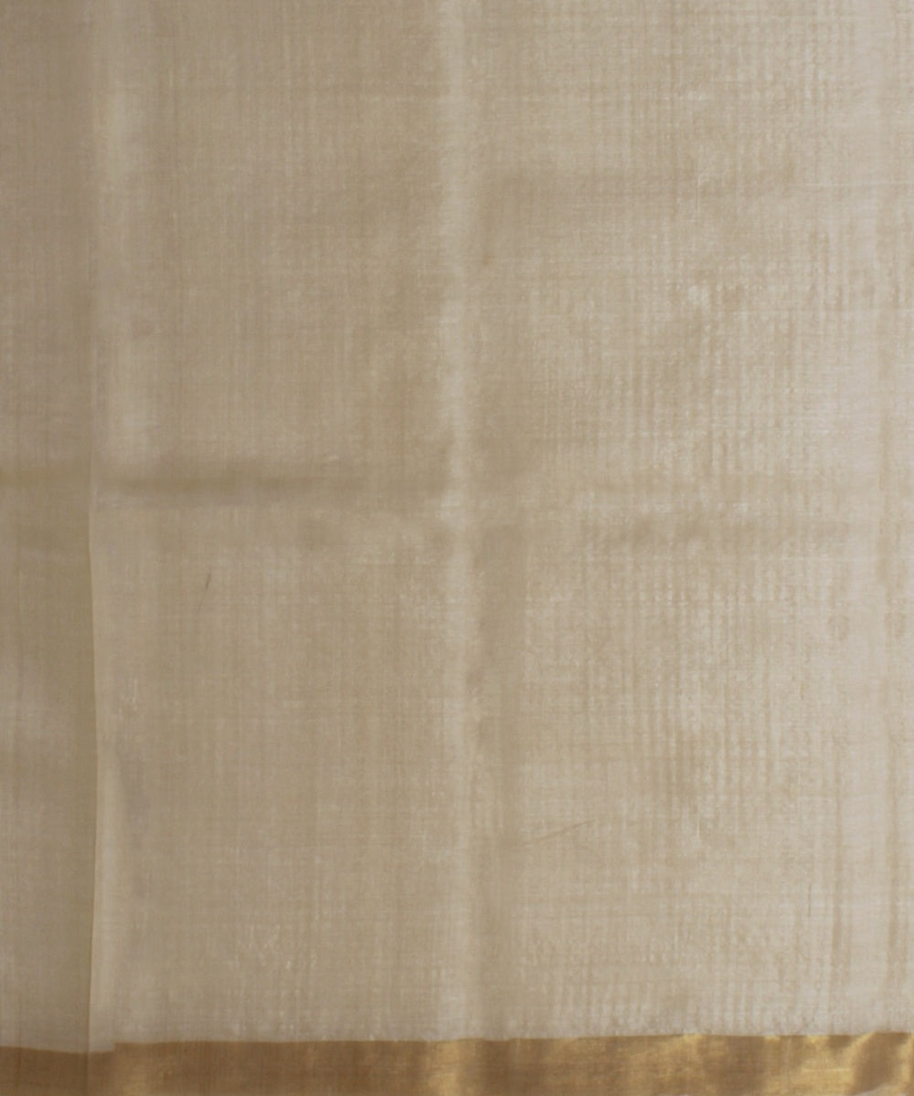 Off white gold zari tussar silk handwoven chattisgarh saree