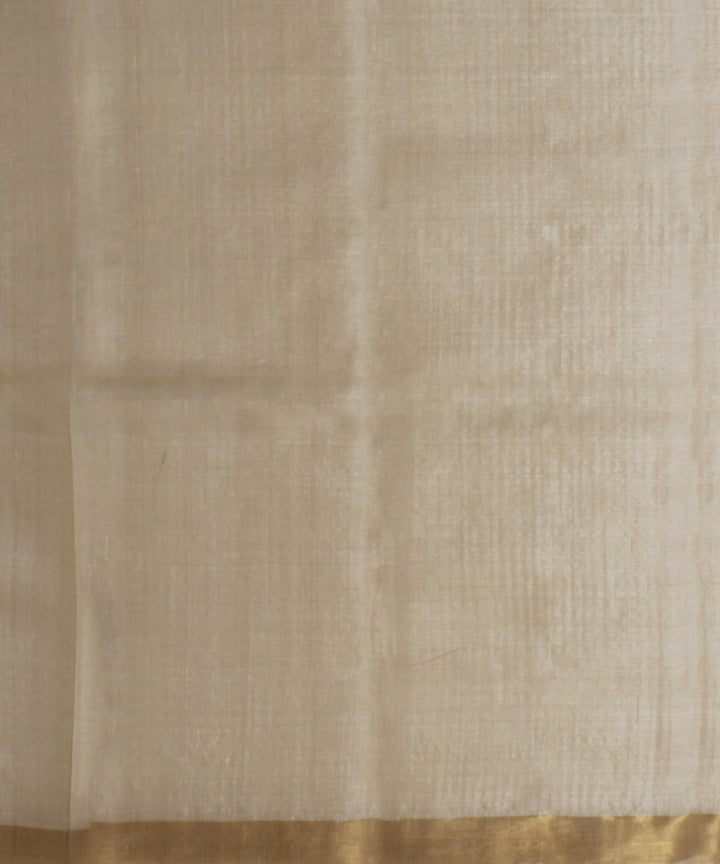 Off white gold zari tussar silk handwoven chattisgarh saree
