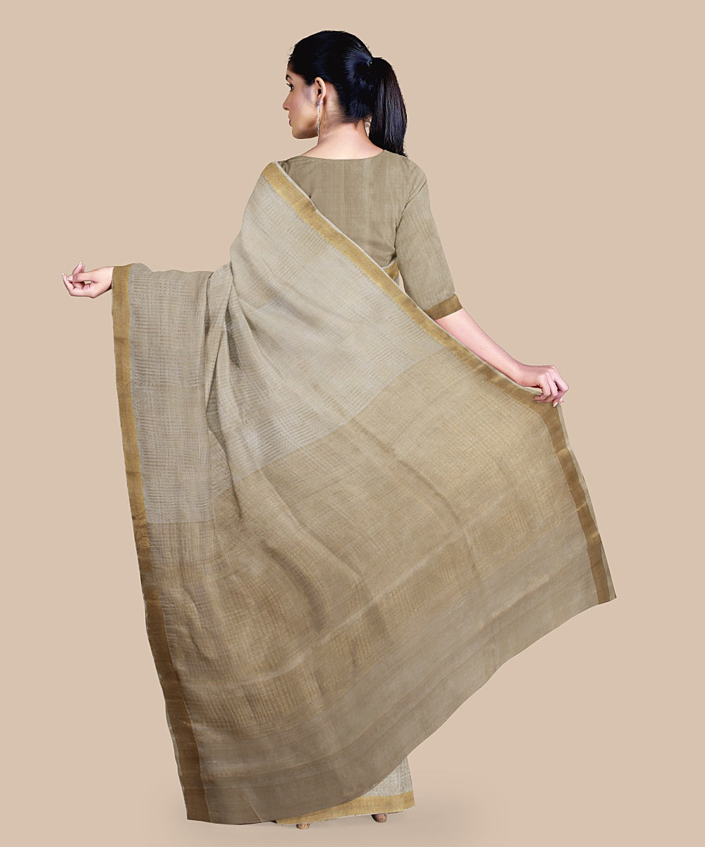Off white gold zari tussar silk handwoven chattisgarh saree