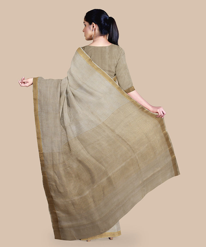 Off white gold zari tussar silk handwoven chattisgarh saree